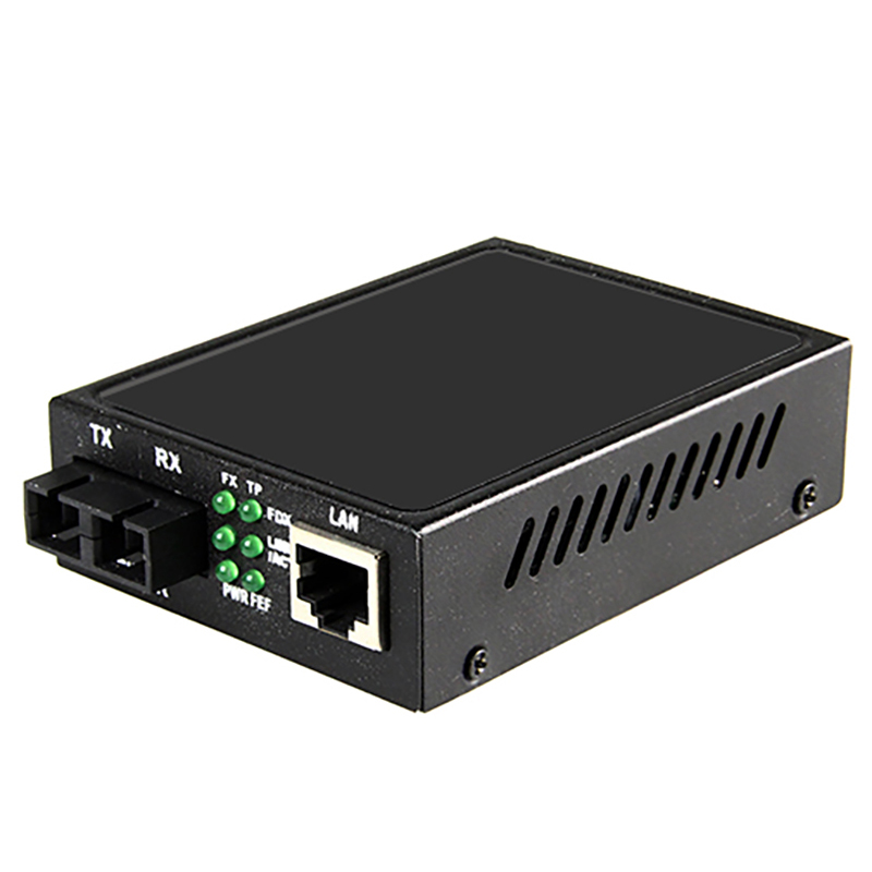 10/100/1000Base-TX to 1000Base-LX SMF SC 1310nm 20km Fiber Optic Media Converter